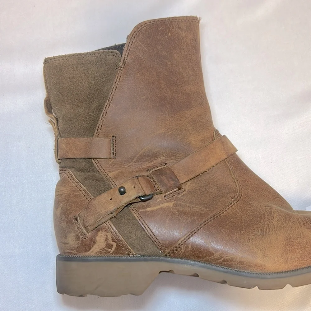 NEW Teva Zip Closure Camel Leather Suede Ankle Boots Women’s Size 6 - Picture 14 of 16